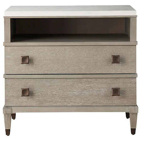 2 Drawer Nightstand with Stone Top